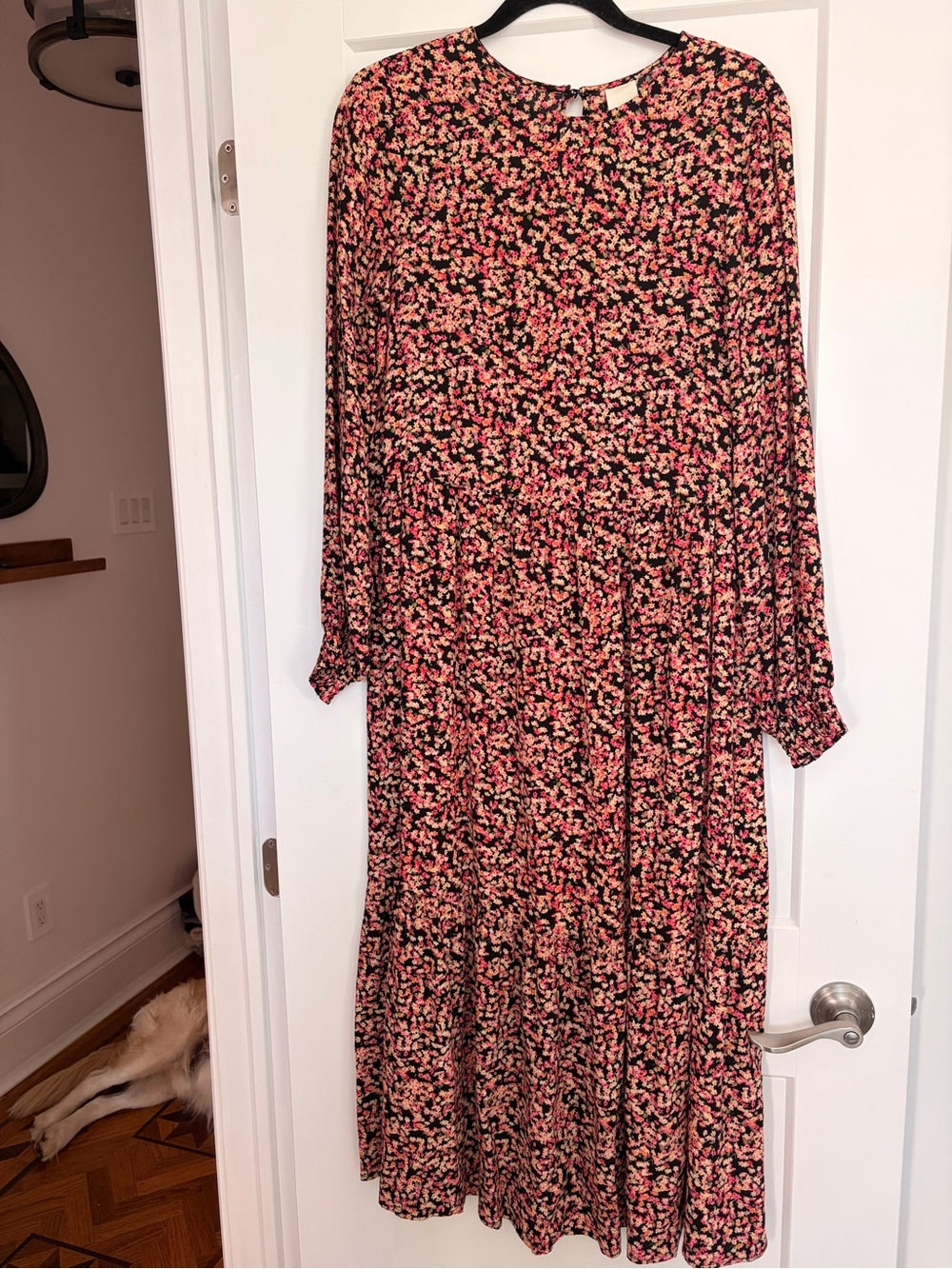 H&M Black Maxi Dress with Pink and Cream Floral Print